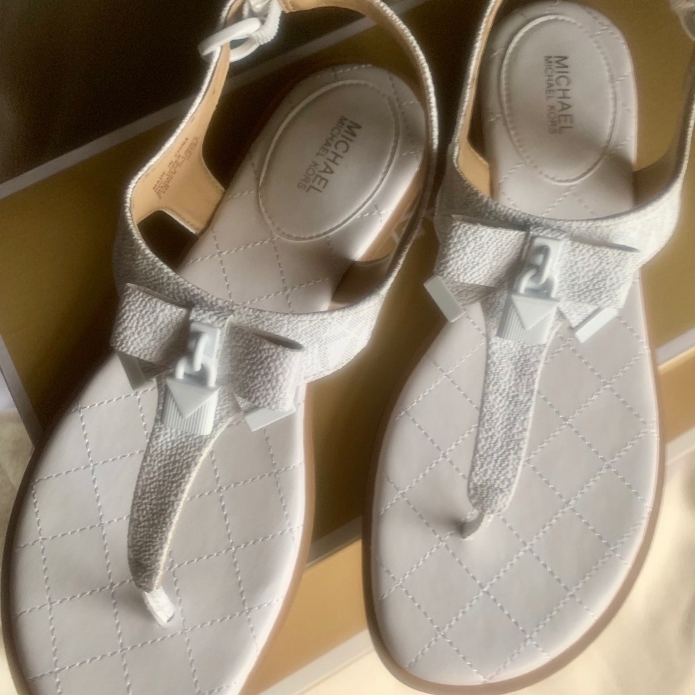 Michael Kors White Monogram Sandals